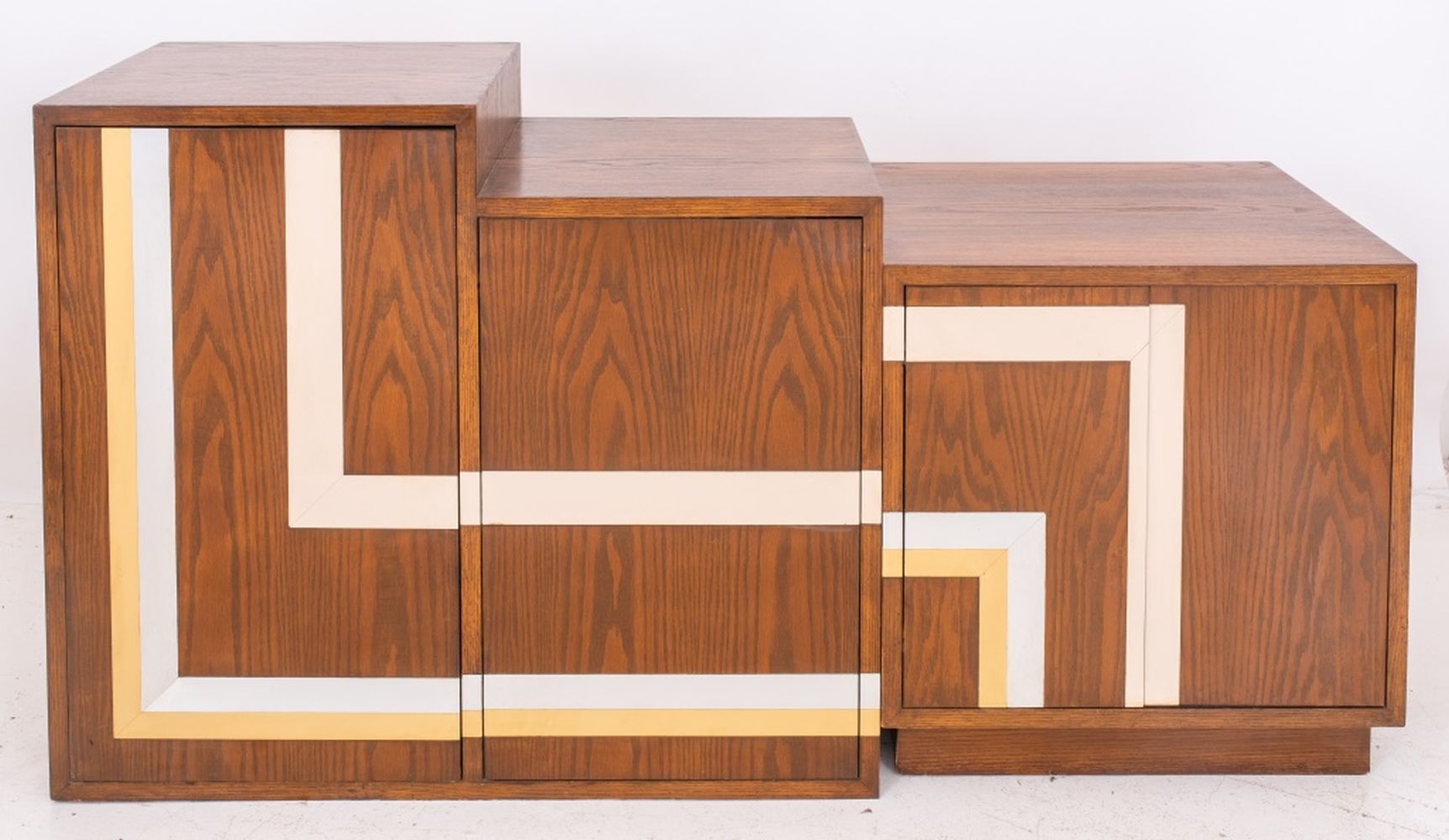 Appraisal: ART DECO STREAMLINE STYLE INLAY CABINETS Art Deco streamline style