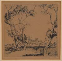 Appraisal: ALFRED HEBER HUTTY American - ANNISQUAM Etching on brown paper