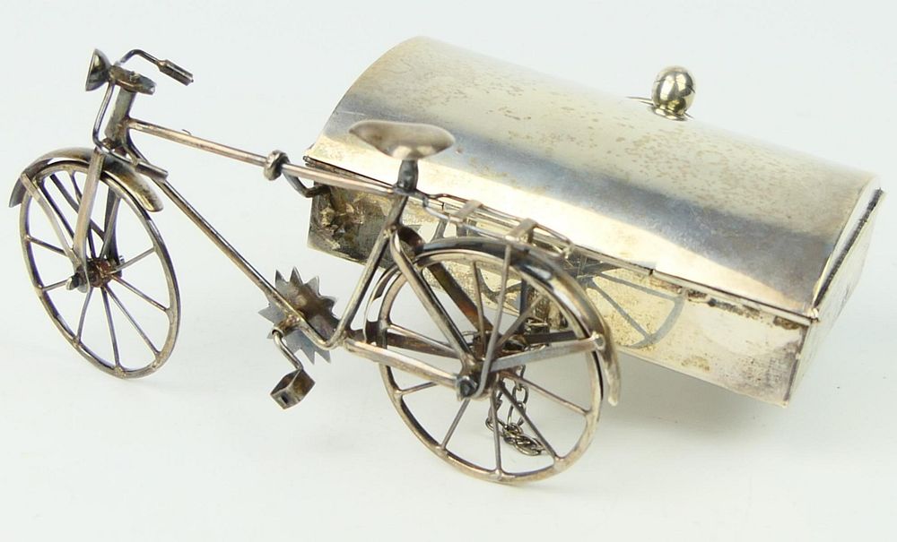 Appraisal: s J GRATACOS MEXICO STERLING BICYCLE WITH BOX Side car