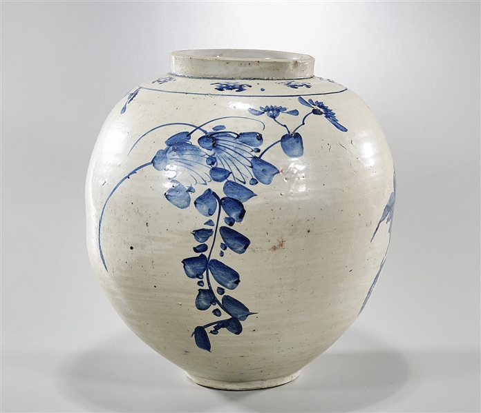 Appraisal: Large Korean blue and white porcelain glazed vase with floral