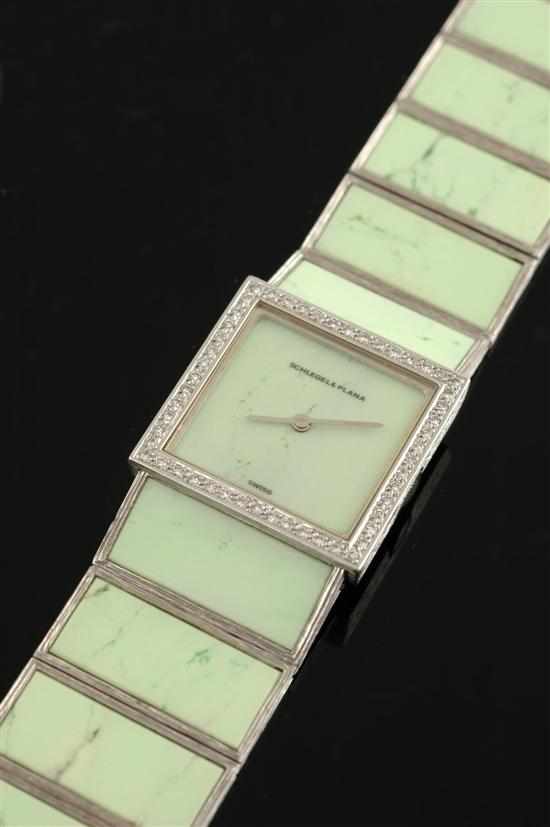 Appraisal: A Ladies wristwatch by Schlegel Plana Manual movement square dyed