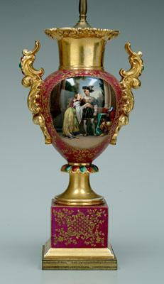 Appraisal: Porcelain urn extensive gilt decoration on purple field one side