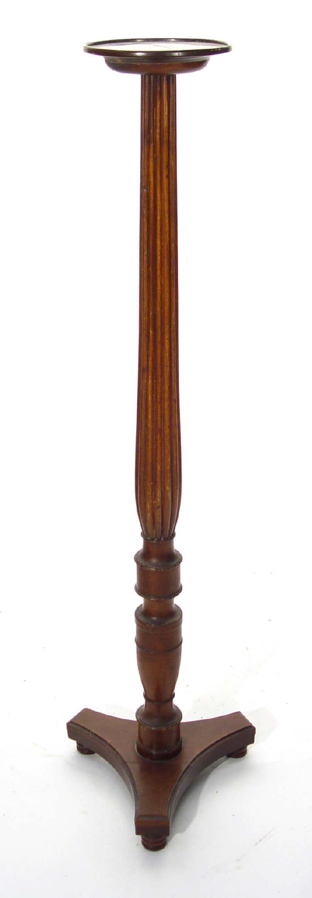 Appraisal: Circular mahogany torchere on bulbous reeded column cm high x