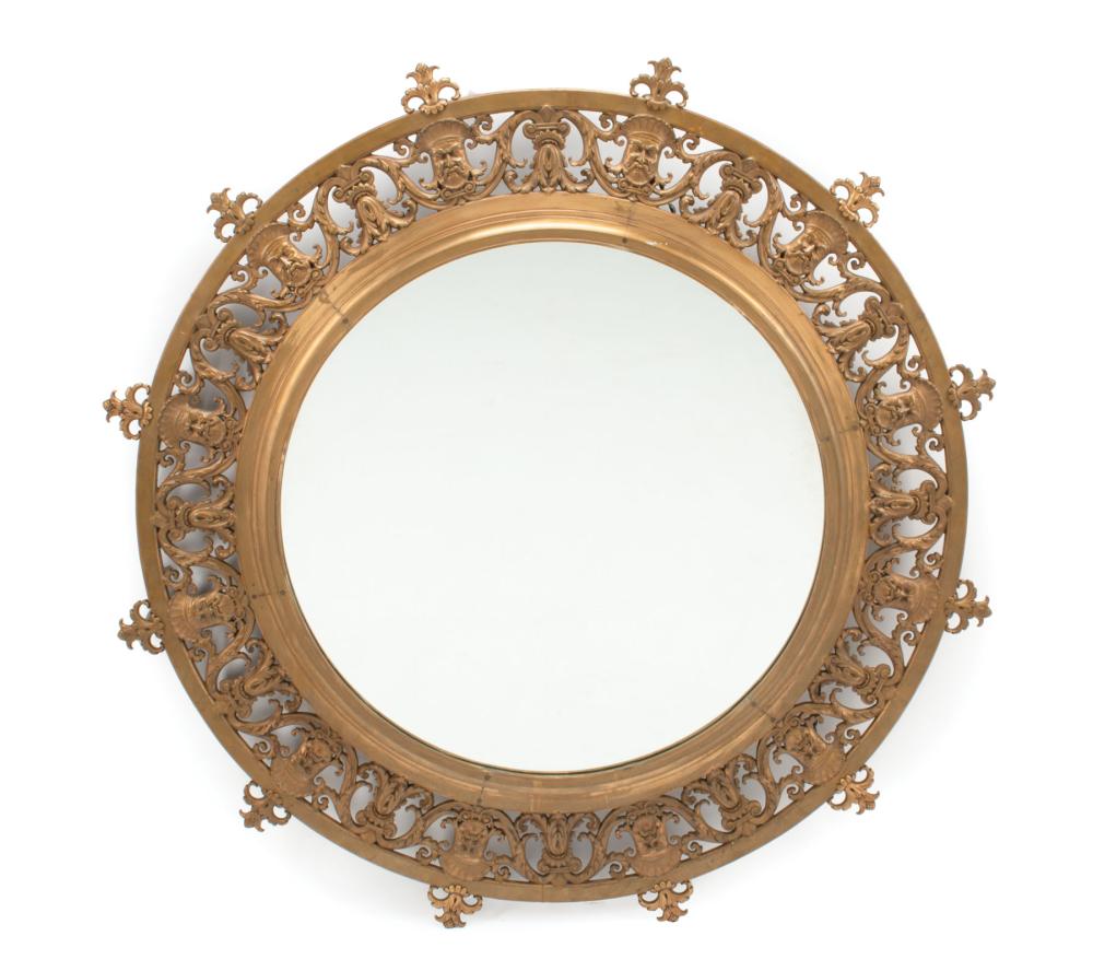 Appraisal: Regence-Style Bronze Dore Mirror th c pierced foliate scroll surround