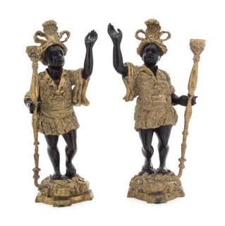 Appraisal: A Pair of Gilt and Patinated Cast Metal Figures Height