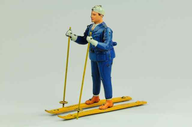 Appraisal: LEHMANN SKI ROLF Germany rare example lithographed tin figure depiction