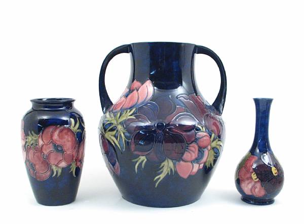 Appraisal: A group of five Moorcroft items comprising four vases and