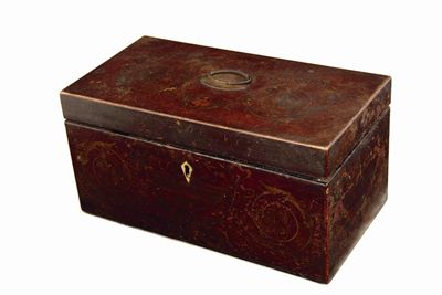 Appraisal: A Victorian mahogany stationery casket with printed Neo-Classical decoration and