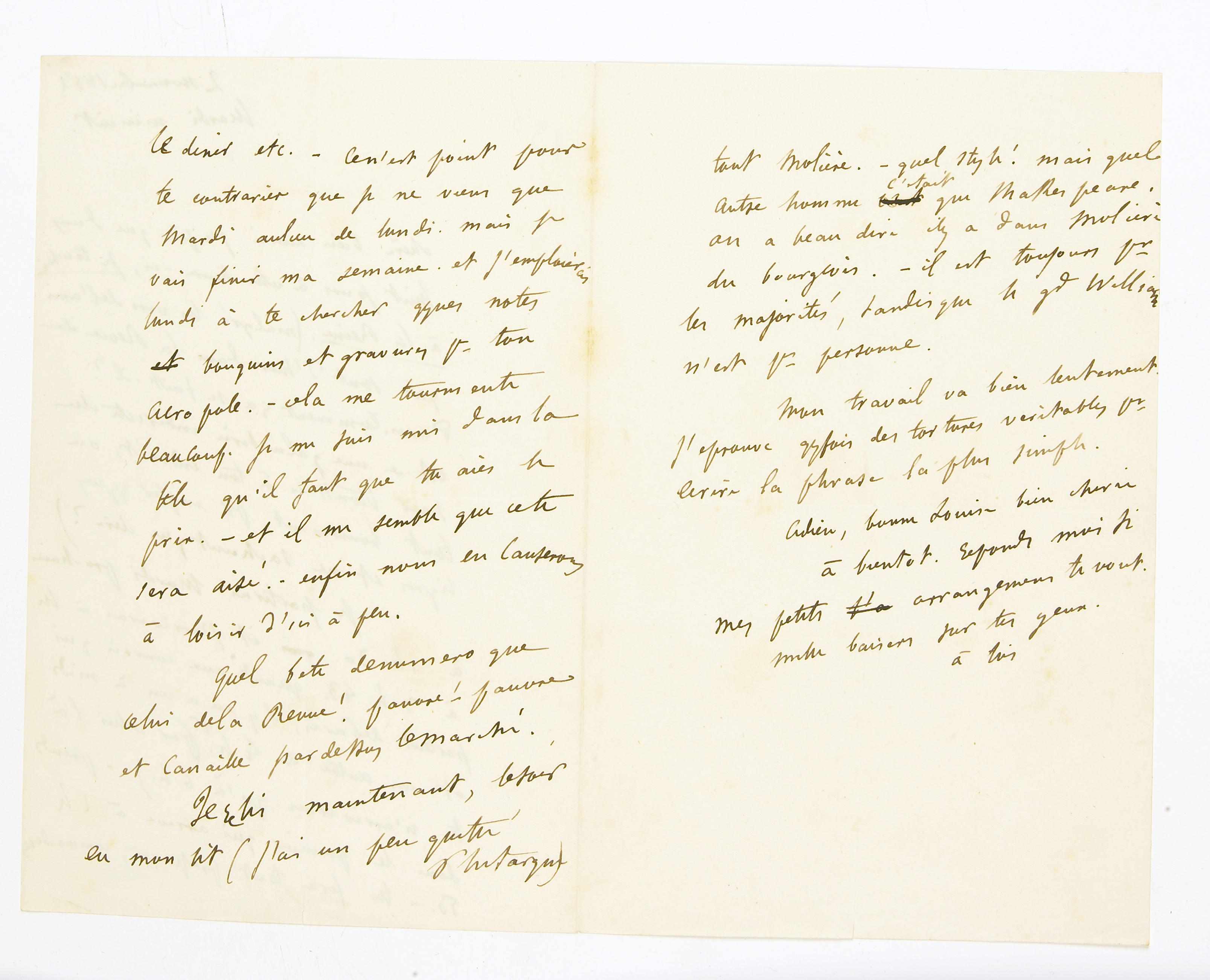 Appraisal: FLAUBERT GUSTAVE - Autograph Letter pp recto and verso vo