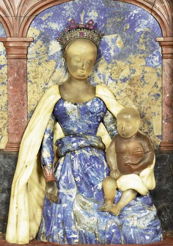 Appraisal: CABINET WITH LAPIS MADONNA AND CHILD Madonna probably th th