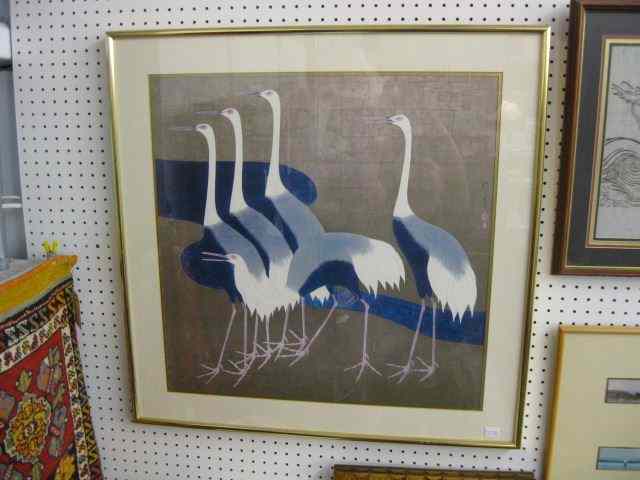 Appraisal: Oriental Print of Birds '' square