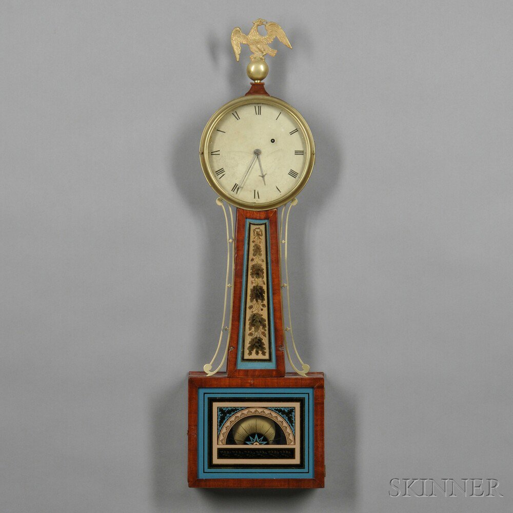 Appraisal: Federal Mahogany and Mahogany Veneer Eglomise Patent Timepiece attributed to