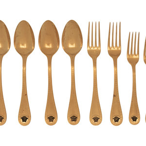 Appraisal: A Group of Versace Medusa Gold-Plated Flatware Manufactured by Rosenthal