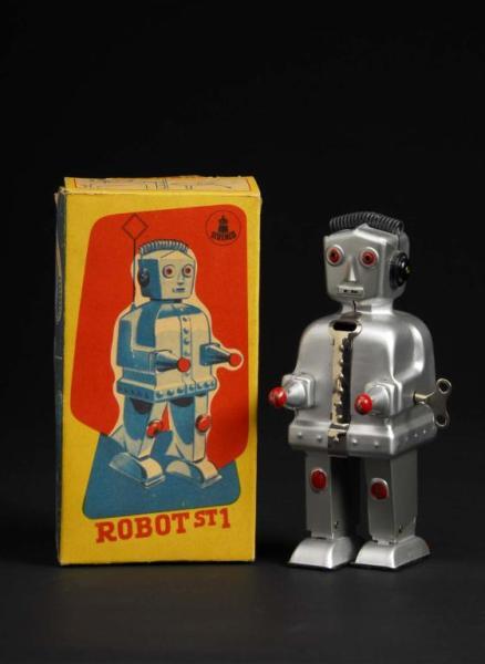 Appraisal: Tin Robot ST Description German Made by Strenco Working but