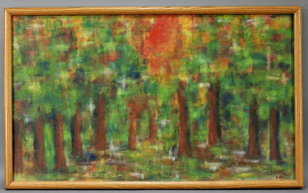 Appraisal: Elaine Freitas Modernist Abstract Forest Painting United States th Century