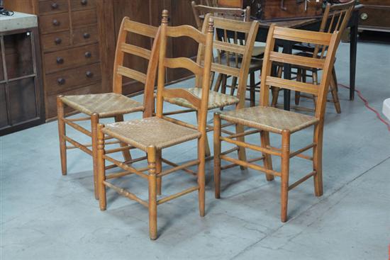 Appraisal: FOUR CHAIRS Including one ladderback side chair Attributed to Delaware