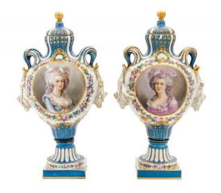 Appraisal: A Pair of Sevres Porcelain Vases Height inches A Pair