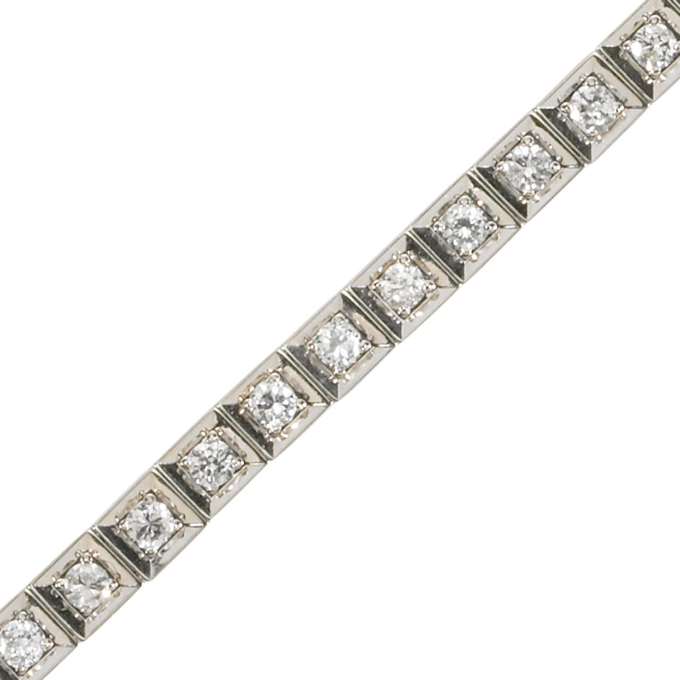 Appraisal: k White Gold Bracelet set with brilliant cut diamonds approx