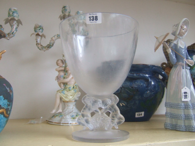 Appraisal: A Lalique clear and frosted glass vase Enfants stencil mark