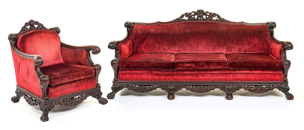 Appraisal: Edwardian Sofa Marching Arm Chair DESCRIPTION A very fine Edwardian