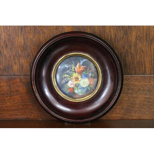 Appraisal: French circular painted still life miniature approx cm Dia frame