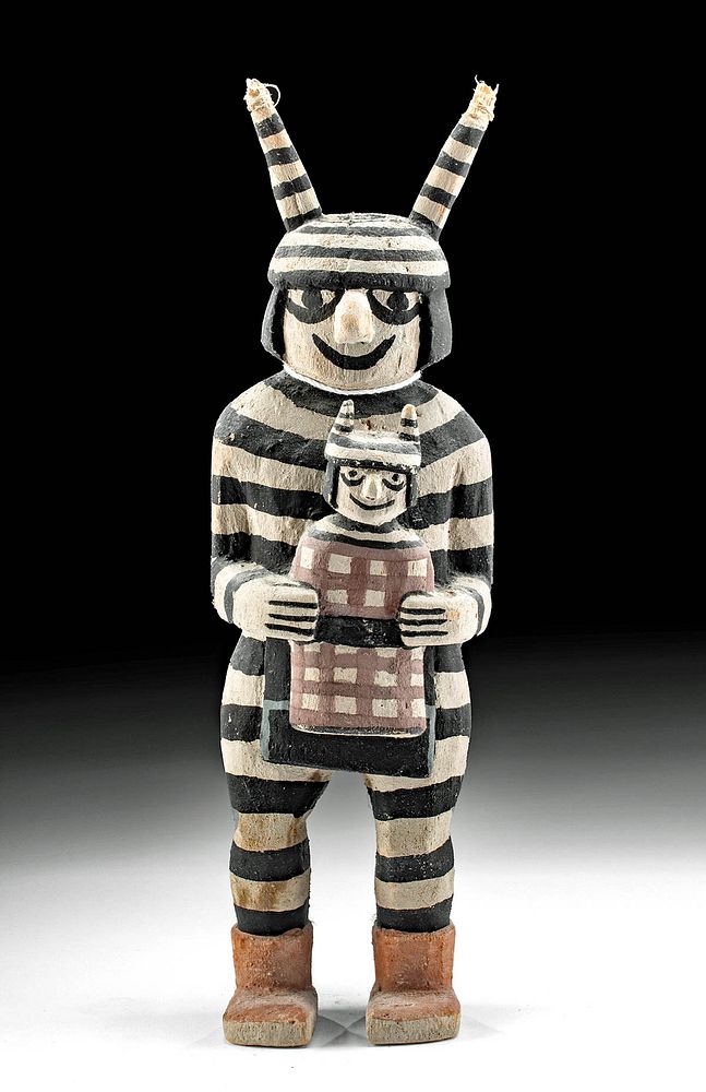 Appraisal: th C Hopi Wood Clown Kachina Attr Jimmy Koots Attributed