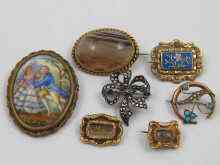 Appraisal: A mixed lot comprising brooches including three mourning brooches a