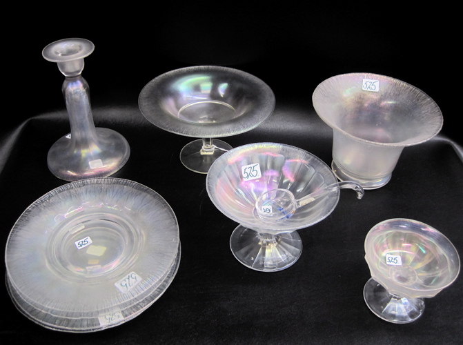 Appraisal: TEN PIECES CRYSTAL WHITE STRETCH GLASS plates D compote D