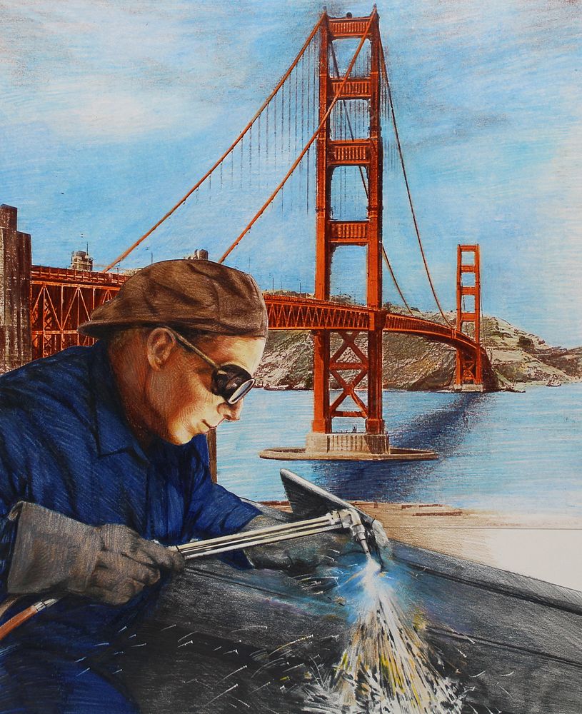 Appraisal: Paul Chris Calle Golden Gate Bridge Paul Calle American -