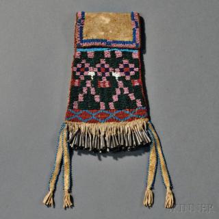 Appraisal: Mescalero Apache Beaded Hide Pouch c last quarter th century