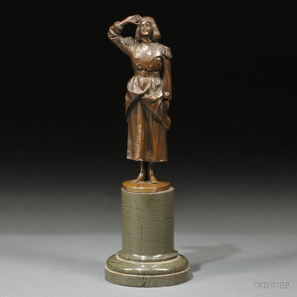 Appraisal: Bronze Depiction of Miss Dorothea Baird c modeled posed playing