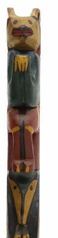 Appraisal: Pacific Northwest Coast carved and polychrome painted wood totem pole