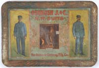 Appraisal: OSHKOSH CLOTHING MFG CO TIN SIGN This self-framed sign illustrates