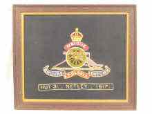 Appraisal: Four WW I hand embroidered insignia panels The Norfolk Regt