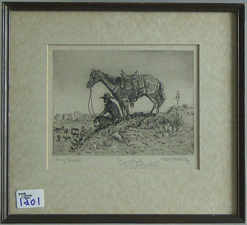 Appraisal: Pete Martinez American - three engraved western scenes