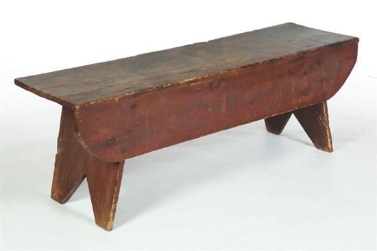 Appraisal: BENCH American mid th century pine Bootjack ends braces on