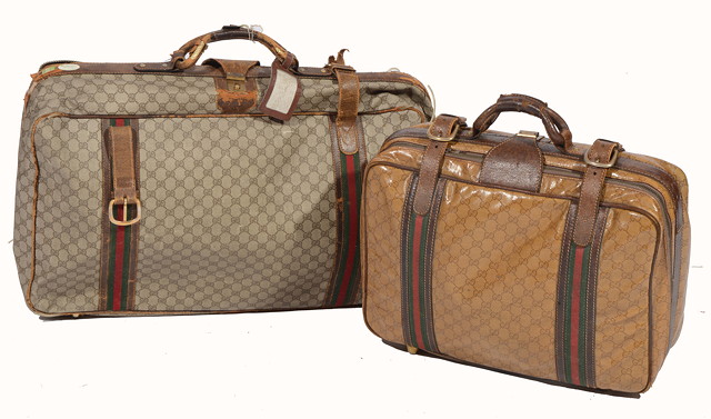 Appraisal: TWO SMALL VINTAGE 'GUCCI' SUITCASES the larger with brown GG