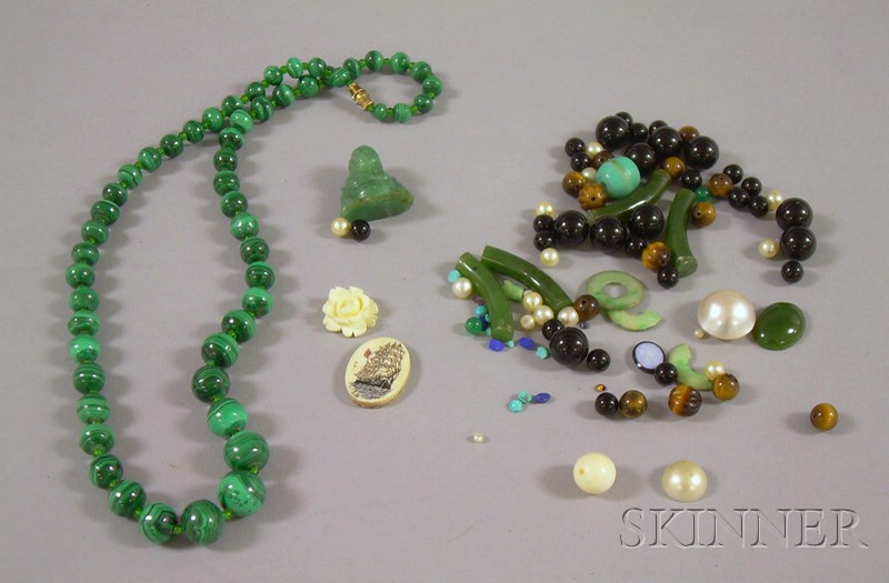 Appraisal: Strand of Malachite Beads together with a group of loose