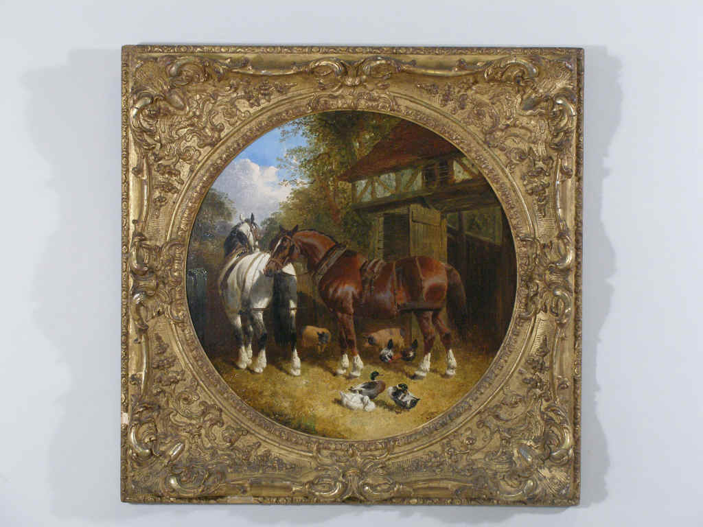 Appraisal: John F Herring Jr Br - Farmyard oil on canvas