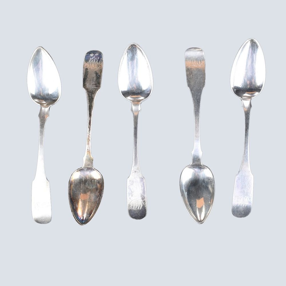 Appraisal: Five C Coin Silver Spoons Five th Century American Coin