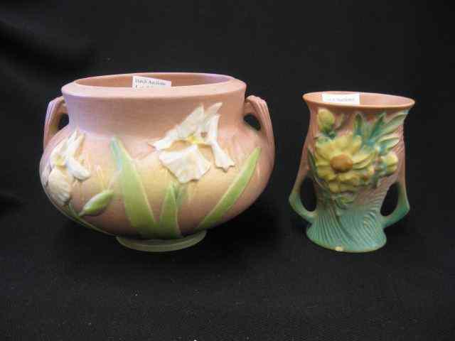 Appraisal: pcs Roseville Art Pottery ''Iris'' vase - '' and another