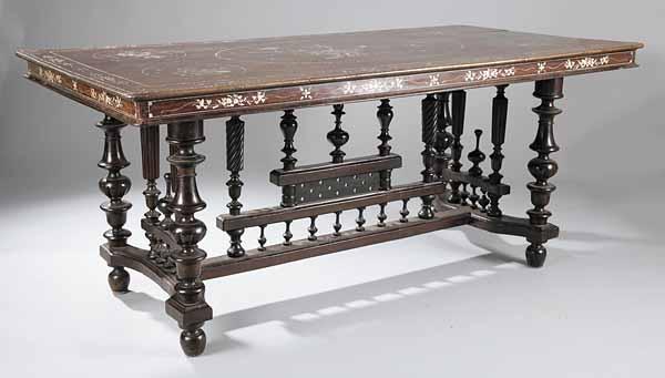 Appraisal: An Anglo-Colonial Rosewood and Mother-of-Pearl Inlaid Refectory Table th c