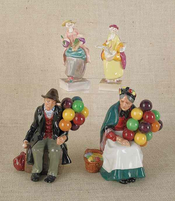 Appraisal: Two Royal Doulton porcelain figures including The Old Balloon Seller