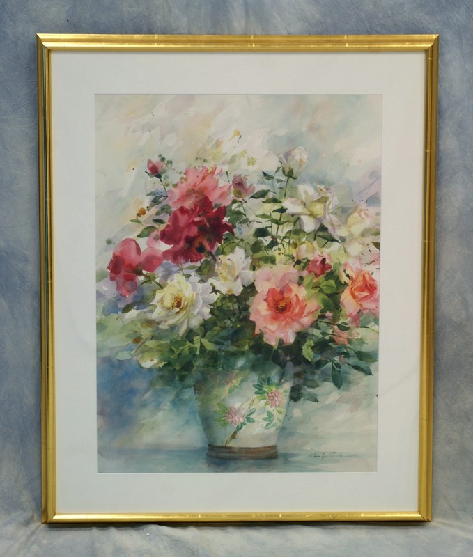 Appraisal: Carolyn Anderson American th c watercolor Still life flowers in