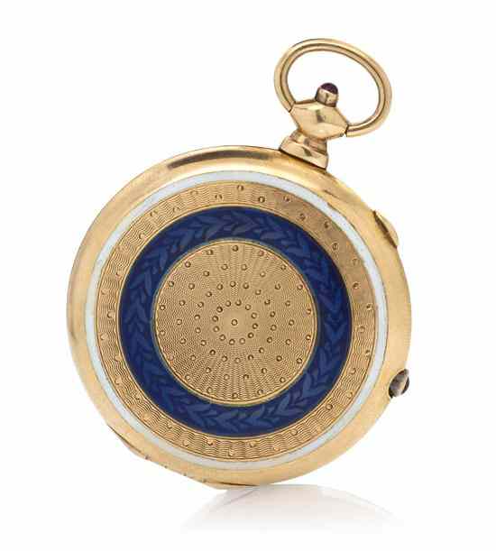 Appraisal: A Karat Yellow Gold Polychrome Enamel and Ruby Compact consisting