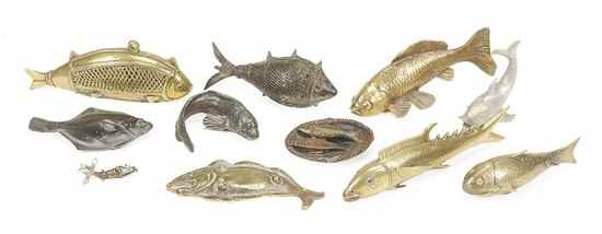 Appraisal: A quantity of assorted metal models of fish late th