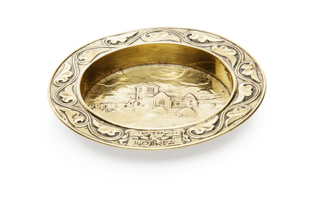 Appraisal: ALEXANDER RITCHIE - IONA BRASS CIRCULAR DISH CIRCA embossed with