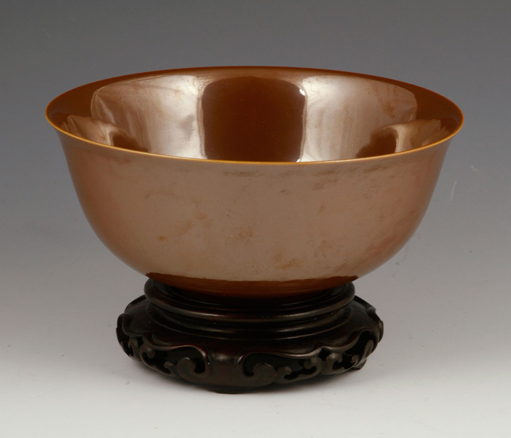 Appraisal: - th th C Chinese Brown Glazed Bowl Porcelain Late