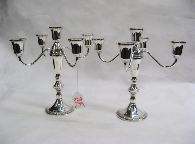 Appraisal: PAIR OF AMERICAN STERLING SILVER CANDELABRA convertible five-light H to