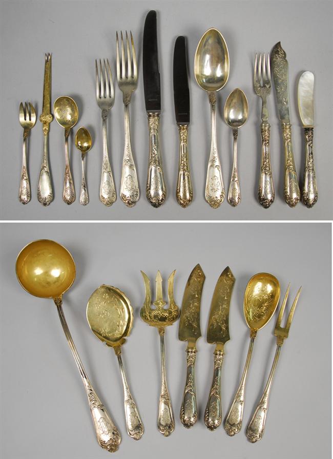 Appraisal: LARGE GERMAN SILVER FLATWARE SERVICE marked including dinner forks luncheon